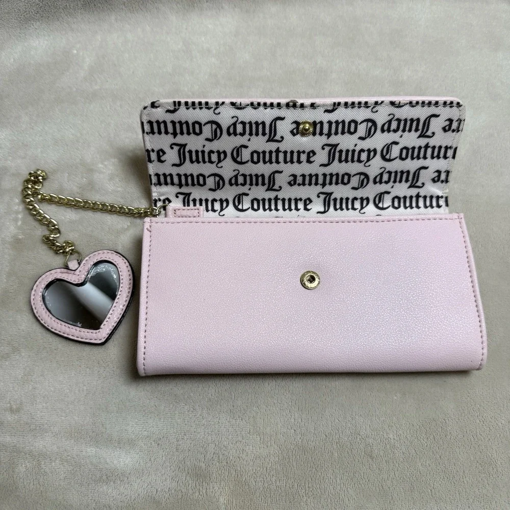 Juicy‎ Couture Pink Wristlet/Clutch/Wallet with gold Chain